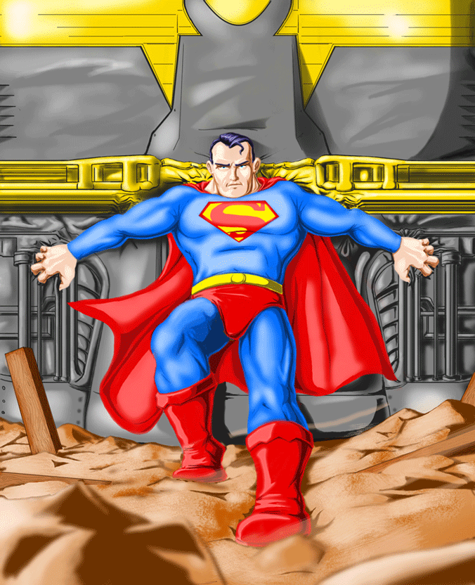 Superman stopping train